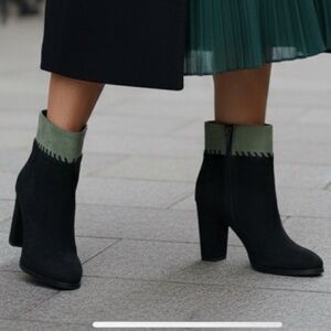 Athena Alexander Black and Olive Ankle Boots